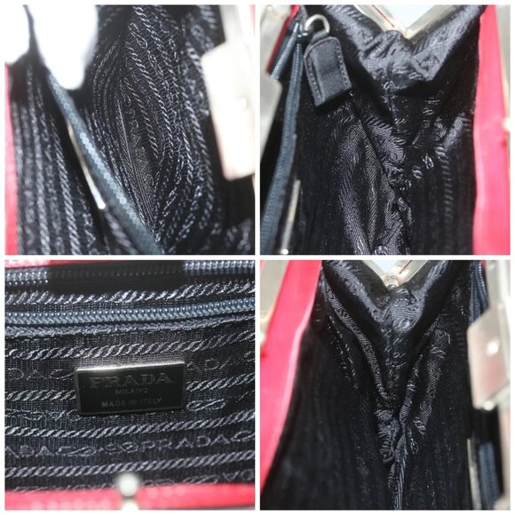 PRADA Chain Shoulder Bag Nylon Red Auth - Picture 13 of 14